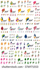 Set of geometric design eco leaves, go green nature concepts
