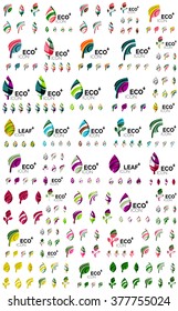 Set of geometric design eco leaves, go green nature concepts