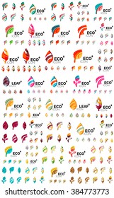 Set of geometric design eco leaves, go green nature concepts