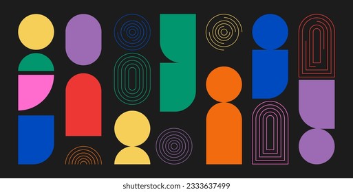 Set of geometric design elements for cards, posters and banners. Minimalistic style.