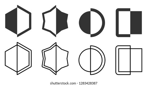Set Geometric design logo black icon on white background