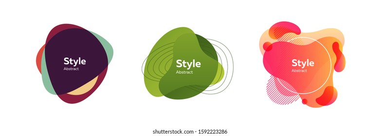Set of geometric designs in dynamic color. Design template for logo, flyer or presentation. Abstract form dynamic composition. Modern style vector illustration