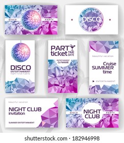 Set of geometric disco visiting card. corporate identity