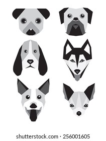  Set of Geometric Dog Portraits -vector  
