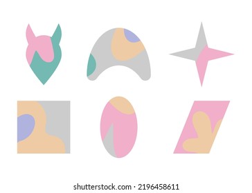 Conjunto de elementos geométricos con relleno decorativo. ilustración vectorial