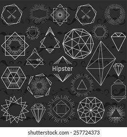 Set of geometric elements. Hipster sunburst