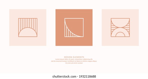 A set of geometric emblems. Abstract compositions. Vector graphic elements.