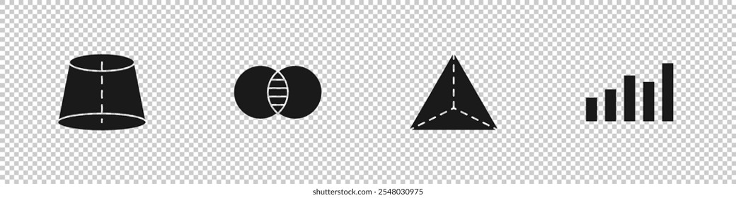 Set Geometric figure, Mathematics sets A and B, Tetrahedron and Graph, schedule, chart, diagram icon. Vector