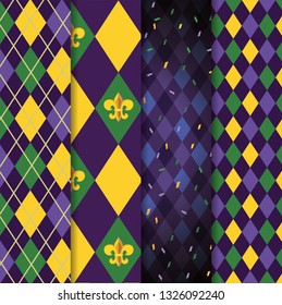 set geometric figures to mardi gras event background