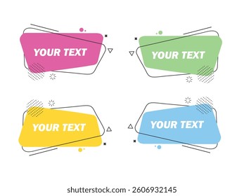 Set of geometric flat banners. Modern abstract gradient shapes suitable for sale promotion, discount title frame, or business element. - Ve