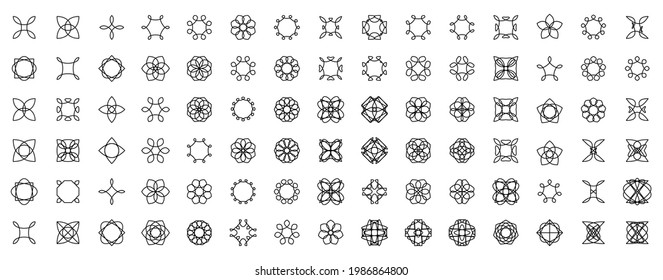 Set of geometric flat decorative elements. Linear patterns. Vector decor.