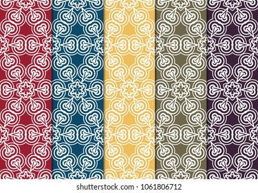 set of geometric floral pattern on color background. vector illustration. for design, wallpaper