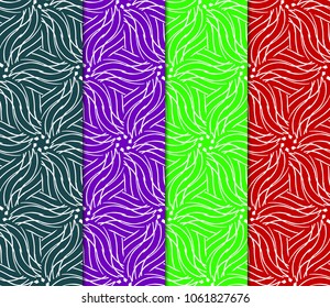 set of Geometric floral seamless pattern. Decorative art deco style. Vector illustration for design