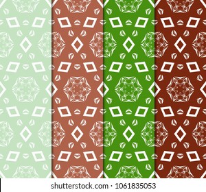 set of Geometric floral seamless pattern. Decorative art deco style. Vector illustration for design