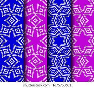 set of geometric floral seamless pattern background. Luxury texture for wallpaper, invitation. Vector illustration.