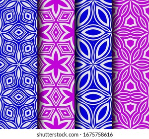 set of geometric floral seamless pattern background. Luxury texture for wallpaper, invitation. Vector illustration.