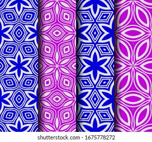 set of geometric floral seamless pattern background. Luxury texture for wallpaper, invitation. Vector illustration.