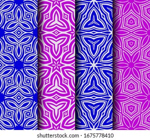 set of geometric floral seamless pattern background. Luxury texture for wallpaper, invitation. Vector illustration.
