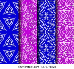 set of geometric floral seamless pattern background. Luxury texture for wallpaper, invitation. Vector illustration.
