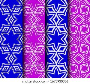 set of geometric floral seamless pattern background. Luxury texture for wallpaper, invitation. Vector illustration.
