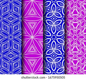 set of geometric floral seamless pattern background. Luxury texture for wallpaper, invitation. Vector illustration.