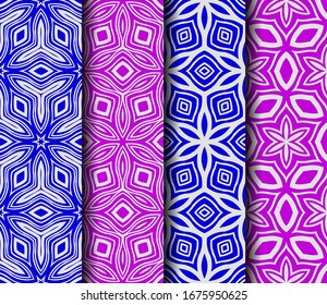 set of geometric floral seamless pattern background. Luxury texture for wallpaper, invitation. Vector illustration.