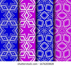 set of geometric floral seamless pattern background. Luxury texture for wallpaper, invitation. Vector illustration.