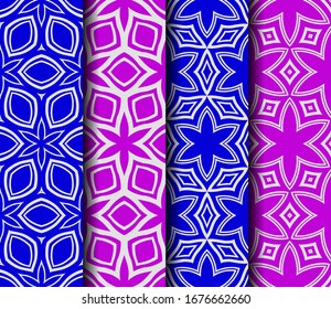 set of geometric floral seamless pattern background. Luxury texture for wallpaper, invitation. Vector illustration.