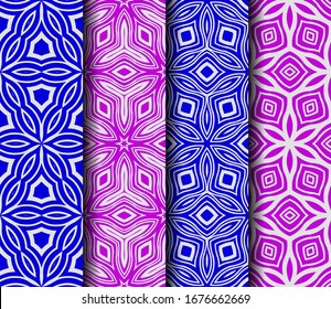 set of geometric floral seamless pattern background. Luxury texture for wallpaper, invitation. Vector illustration.