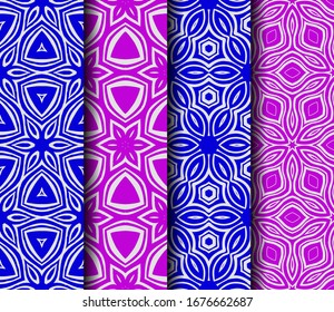 set of geometric floral seamless pattern background. Luxury texture for wallpaper, invitation. Vector illustration.