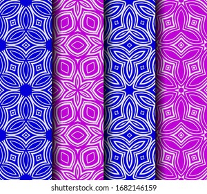 set of geometric floral seamless pattern background. Luxury texture for wallpaper, invitation. Vector illustration.