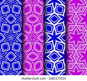 set of geometric floral seamless pattern background. Luxury texture for wallpaper, invitation. Vector illustration.