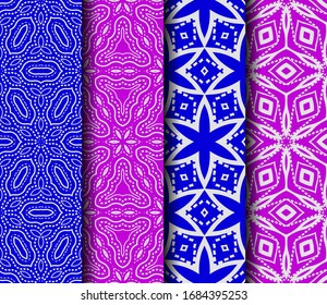 set of geometric floral seamless pattern background. Luxury texture for wallpaper, invitation. Vector illustration.