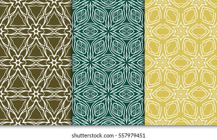 set of geometric floral seamless pattern background. for wallpaper, invitation. Vector illustration.