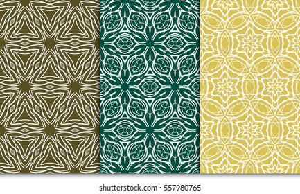 set of geometric floral seamless pattern background. for wallpaper, invitation. Vector illustration.