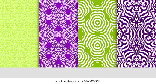 set of geometric floral seamless pattern background. Luxury texture for wallpaper, invitation. Vector illustration.