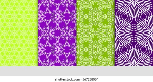 set of geometric floral seamless pattern background. Luxury texture for wallpaper, invitation. Vector illustration.