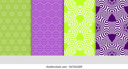 set of geometric floral seamless pattern background. Luxury texture for wallpaper, invitation. Vector illustration.