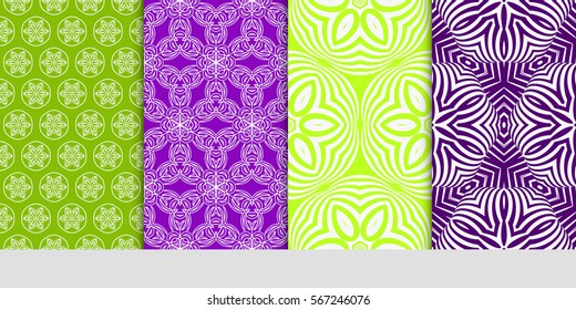 set of geometric floral seamless pattern background. Luxury texture for wallpaper, invitation. Vector illustration.