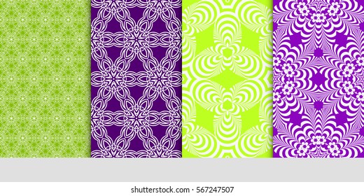 set of geometric floral seamless pattern background. Luxury texture for wallpaper, invitation. Vector illustration.