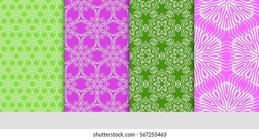 set of geometric floral seamless pattern background. Luxury texture for wallpaper, invitation. Vector illustration.