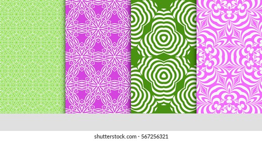 set of geometric floral seamless pattern background. Luxury texture for wallpaper, invitation. Vector illustration.