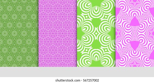set of geometric floral seamless pattern background. Luxury texture for wallpaper, invitation. Vector illustration.