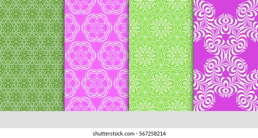 set of geometric floral seamless pattern background. Luxury texture for wallpaper, invitation. Vector illustration.