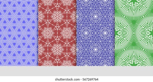 set of geometric floral seamless pattern background. Luxury texture for wallpaper, invitation. Vector illustration.