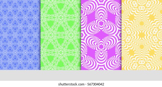 set of geometric floral seamless pattern background. Luxury texture for wallpaper, invitation. Vector illustration.