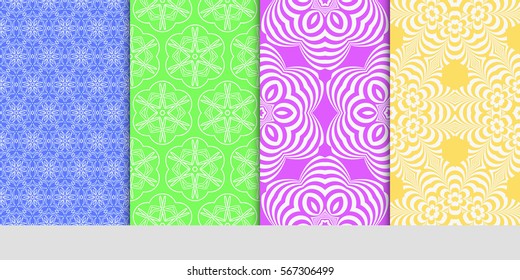 set of geometric floral seamless pattern background. Luxury texture for wallpaper, invitation. Vector illustration.