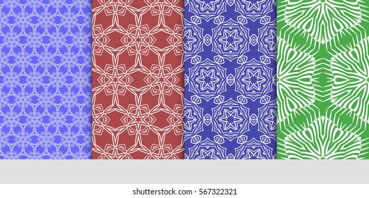 set of geometric floral seamless pattern background. Luxury texture for wallpaper, invitation. Vector illustration.
