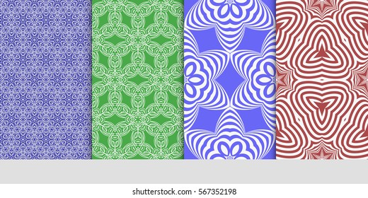 set of geometric floral seamless pattern background. Luxury texture for wallpaper, invitation. Vector illustration.