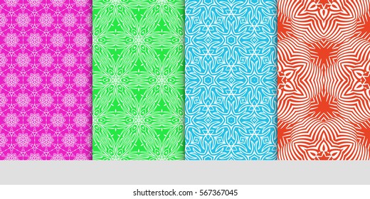 set of geometric floral seamless pattern background. Luxury texture for wallpaper, invitation. Vector illustration.